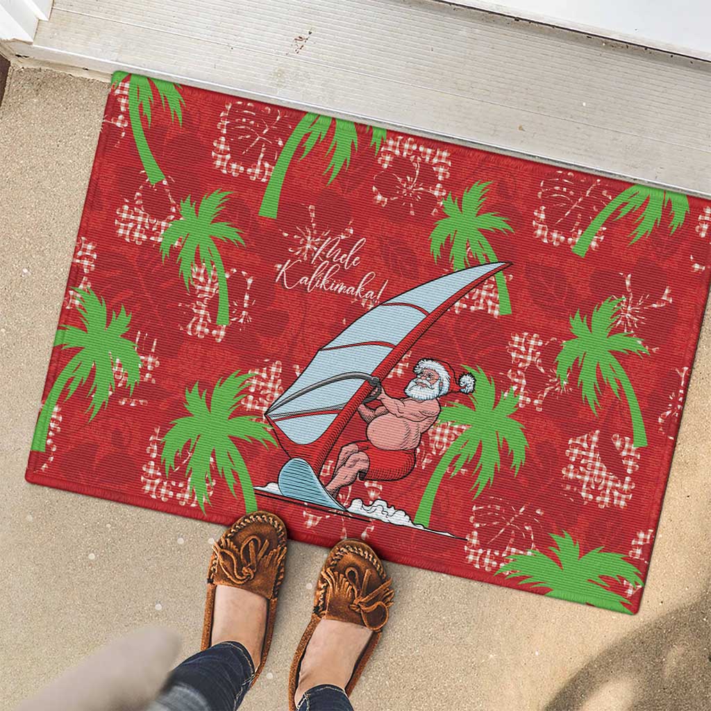 Aloha Hawaii Christmas Rubber Doormat Mele Kalikimaka Windsurfing Santa Palaka Quilt Motifs LT14 - Polynesian Pride