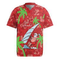 Aloha Hawaii Christmas Rugby Jersey Mele Kalikimaka Windsurfing Santa Palaka Quilt Motifs LT14 Red - Polynesian Pride