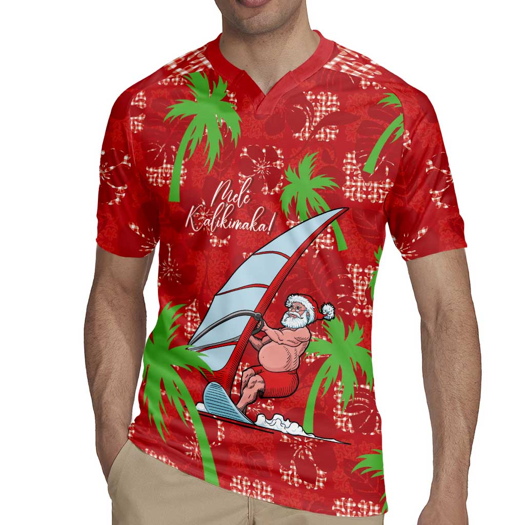 Aloha Hawaii Christmas Rugby Jersey Mele Kalikimaka Windsurfing Santa Palaka Quilt Motifs LT14 - Polynesian Pride