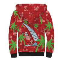Aloha Hawaii Christmas Sherpa Hoodie Mele Kalikimaka Windsurfing Santa Palaka Quilt Motifs LT14 - Polynesian Pride