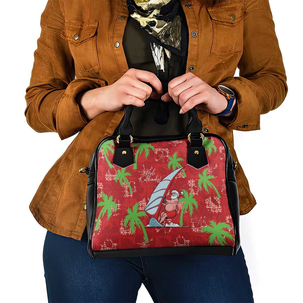 Aloha Hawaii Christmas Shoulder Handbag Mele Kalikimaka Windsurfing Santa Palaka Quilt Motifs LT14 - Polynesian Pride