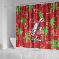 Aloha Hawaii Christmas Shower Curtain Mele Kalikimaka Windsurfing Santa Palaka Quilt Motifs LT14 - Polynesian Pride