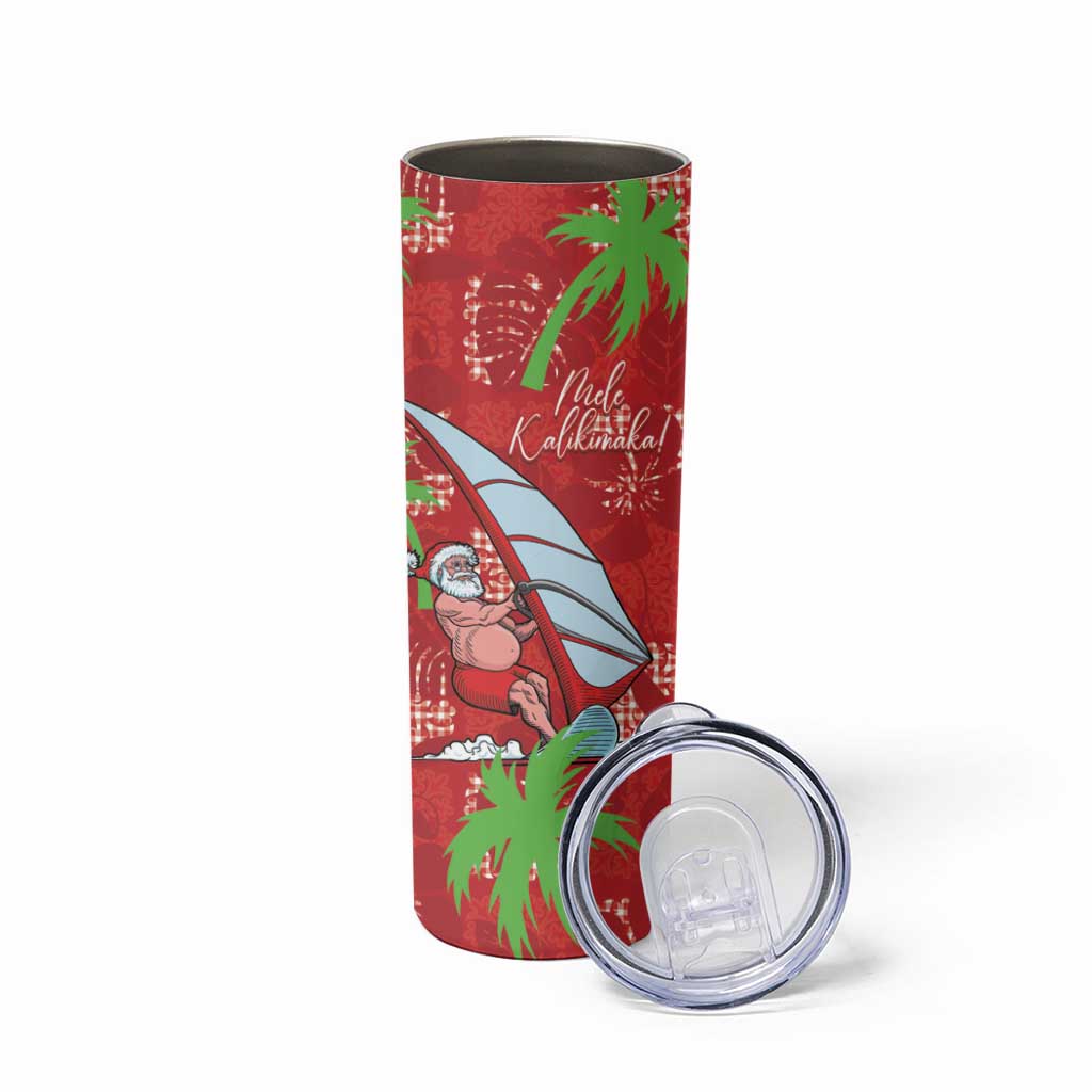 Aloha Hawaii Christmas Skinny Tumbler Mele Kalikimaka Windsurfing Santa Palaka Quilt Motifs LT14 - Polynesian Pride