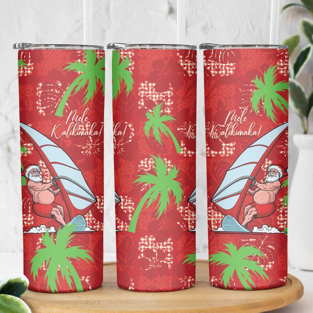Aloha Hawaii Christmas Skinny Tumbler Mele Kalikimaka Windsurfing Santa Palaka Quilt Motifs LT14 - Polynesian Pride