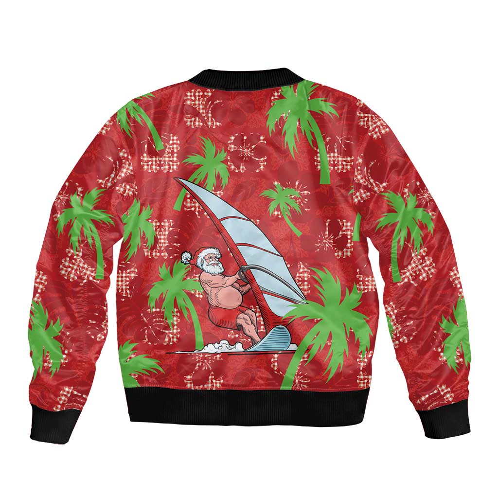 Aloha Hawaii Christmas Sleeve Zip Bomber Jacket Mele Kalikimaka Windsurfing Santa Palaka Quilt Motifs LT14 - Polynesian Pride