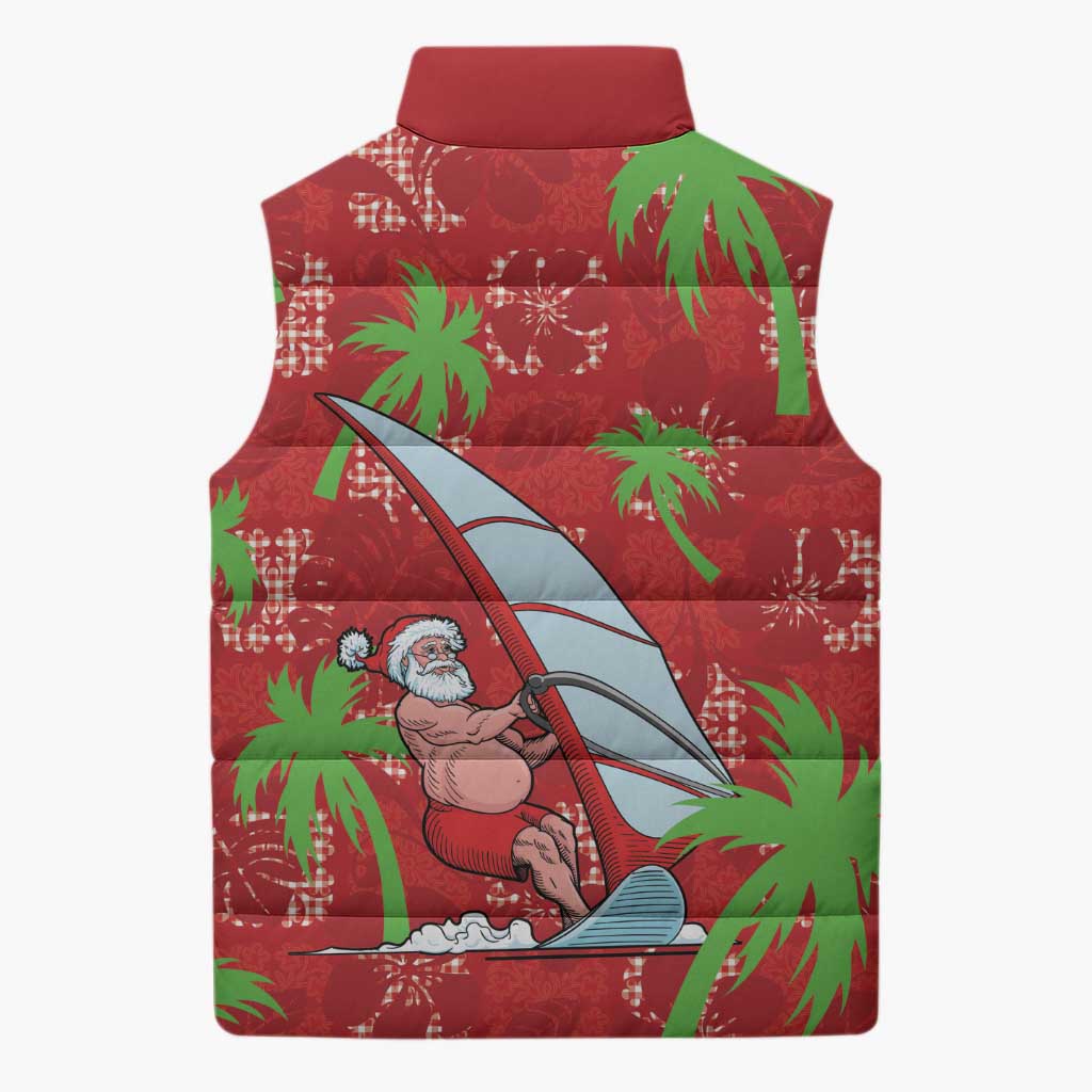 Aloha Hawaii Christmas Sleeveless Puffer Jacket Mele Kalikimaka Windsurfing Santa Palaka Quilt Motifs LT14 - Polynesian Pride