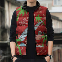 Aloha Hawaii Christmas Sleeveless Puffer Jacket Mele Kalikimaka Windsurfing Santa Palaka Quilt Motifs LT14 - Polynesian Pride