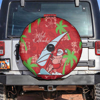 Aloha Hawaii Christmas Spare Tire Cover Mele Kalikimaka Windsurfing Santa Palaka Quilt Motifs LT14 Red - Polynesian Pride
