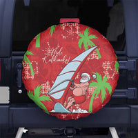 Aloha Hawaii Christmas Spare Tire Cover Mele Kalikimaka Windsurfing Santa Palaka Quilt Motifs LT14 No hole Red - Polynesian Pride