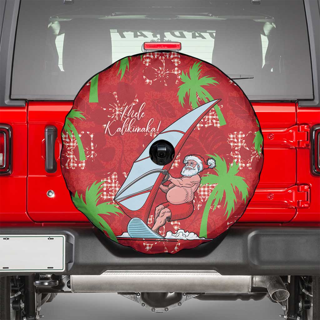 Aloha Hawaii Christmas Spare Tire Cover Mele Kalikimaka Windsurfing Santa Palaka Quilt Motifs LT14 - Polynesian Pride