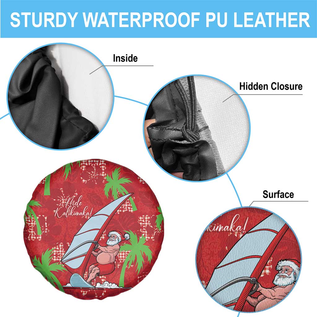Aloha Hawaii Christmas Spare Tire Cover Mele Kalikimaka Windsurfing Santa Palaka Quilt Motifs LT14 - Polynesian Pride