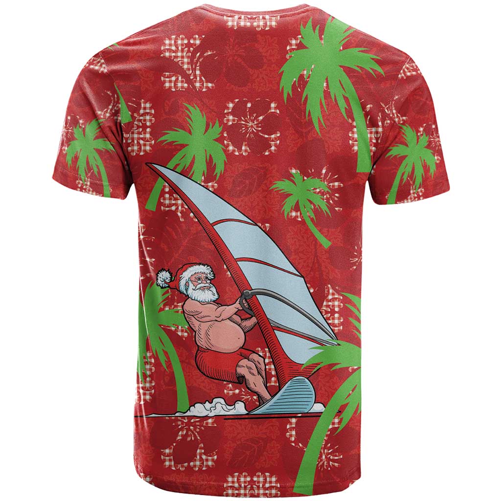 Aloha Hawaii Christmas T Shirt Mele Kalikimaka Windsurfing Santa Palaka Quilt Motifs LT14 - Polynesian Pride