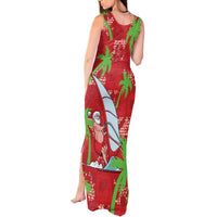 Aloha Hawaii Christmas Tank Maxi Dress Mele Kalikimaka Windsurfing Santa Palaka Quilt Motifs LT14 - Polynesian Pride