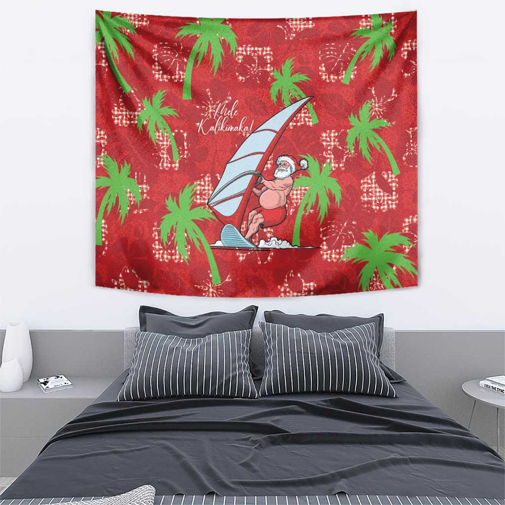 Aloha Hawaii Christmas Tapestry Mele Kalikimaka Windsurfing Santa Palaka Quilt Motifs LT14 - Polynesian Pride