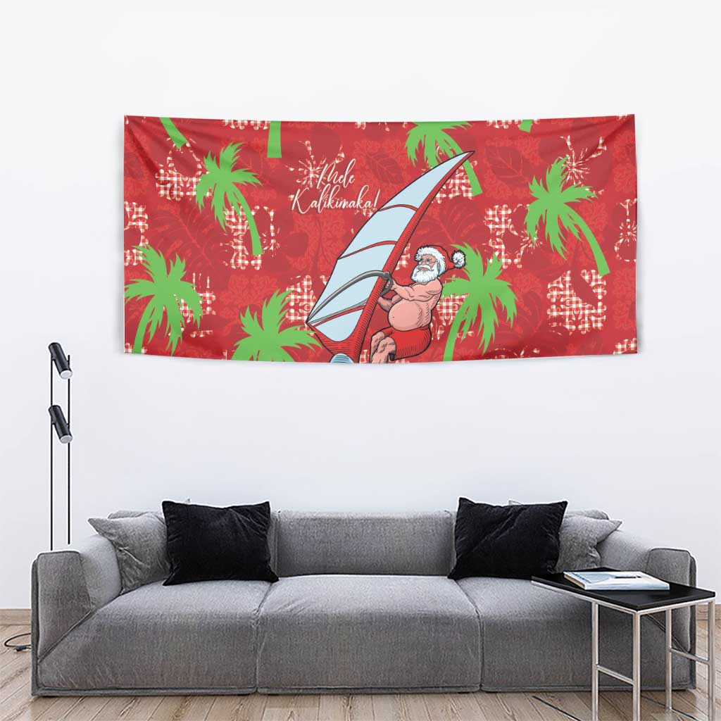 Aloha Hawaii Christmas Tapestry Mele Kalikimaka Windsurfing Santa Palaka Quilt Motifs LT14 - Polynesian Pride