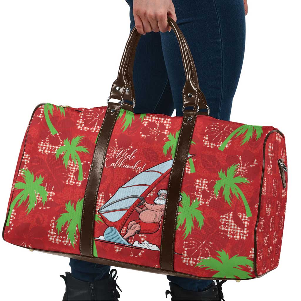Aloha Hawaii Christmas Travel Bag Mele Kalikimaka Windsurfing Santa Palaka Quilt Motifs LT14 - Polynesian Pride