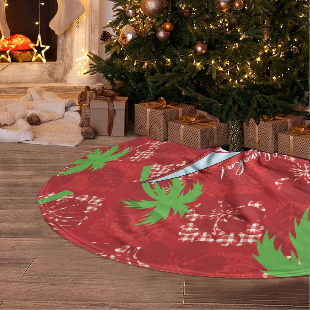 Aloha Hawaii Christmas Tree Skirt Mele Kalikimaka Windsurfing Santa Palaka Quilt Motifs LT14 - Polynesian Pride
