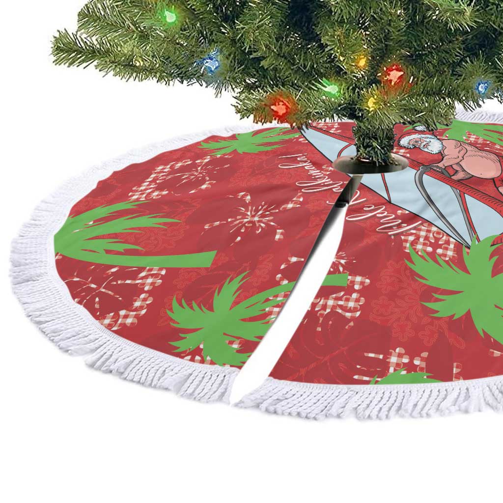 Aloha Hawaii Christmas Tree Skirt Mele Kalikimaka Windsurfing Santa Palaka Quilt Motifs LT14 - Polynesian Pride