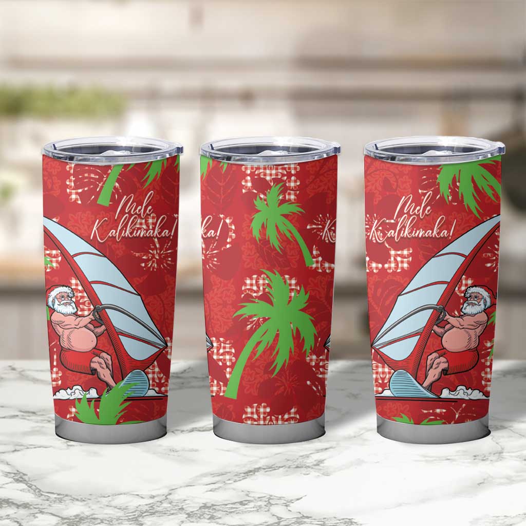 Aloha Hawaii Christmas Tumbler Cup Mele Kalikimaka Windsurfing Santa Palaka Quilt Motifs LT14 - Polynesian Pride