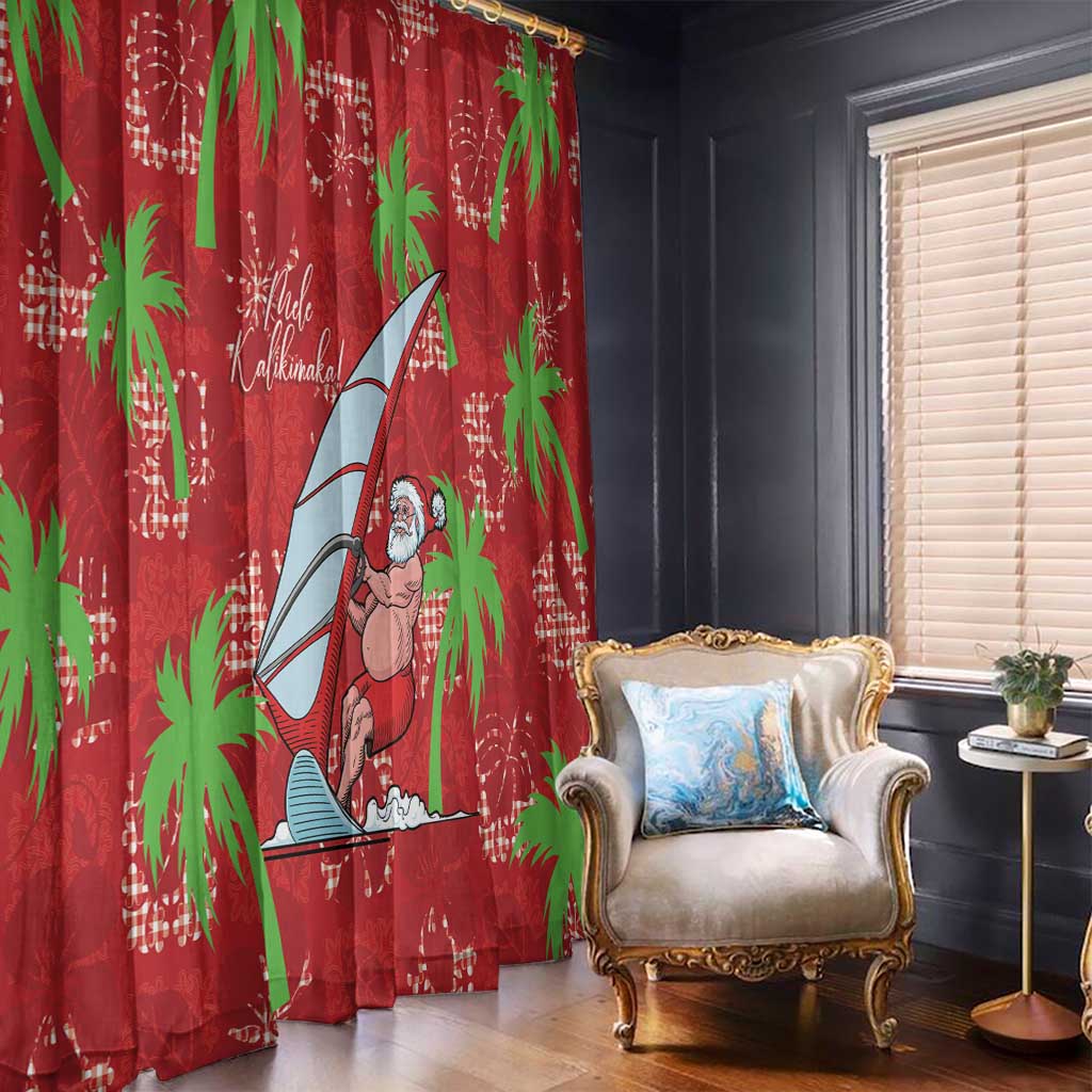 Aloha Hawaii Christmas Window Curtain Mele Kalikimaka Windsurfing Santa Palaka Quilt Motifs LT14 - Polynesian Pride