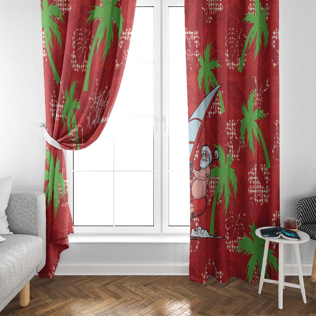 Aloha Hawaii Christmas Window Curtain Mele Kalikimaka Windsurfing Santa Palaka Quilt Motifs LT14 - Polynesian Pride