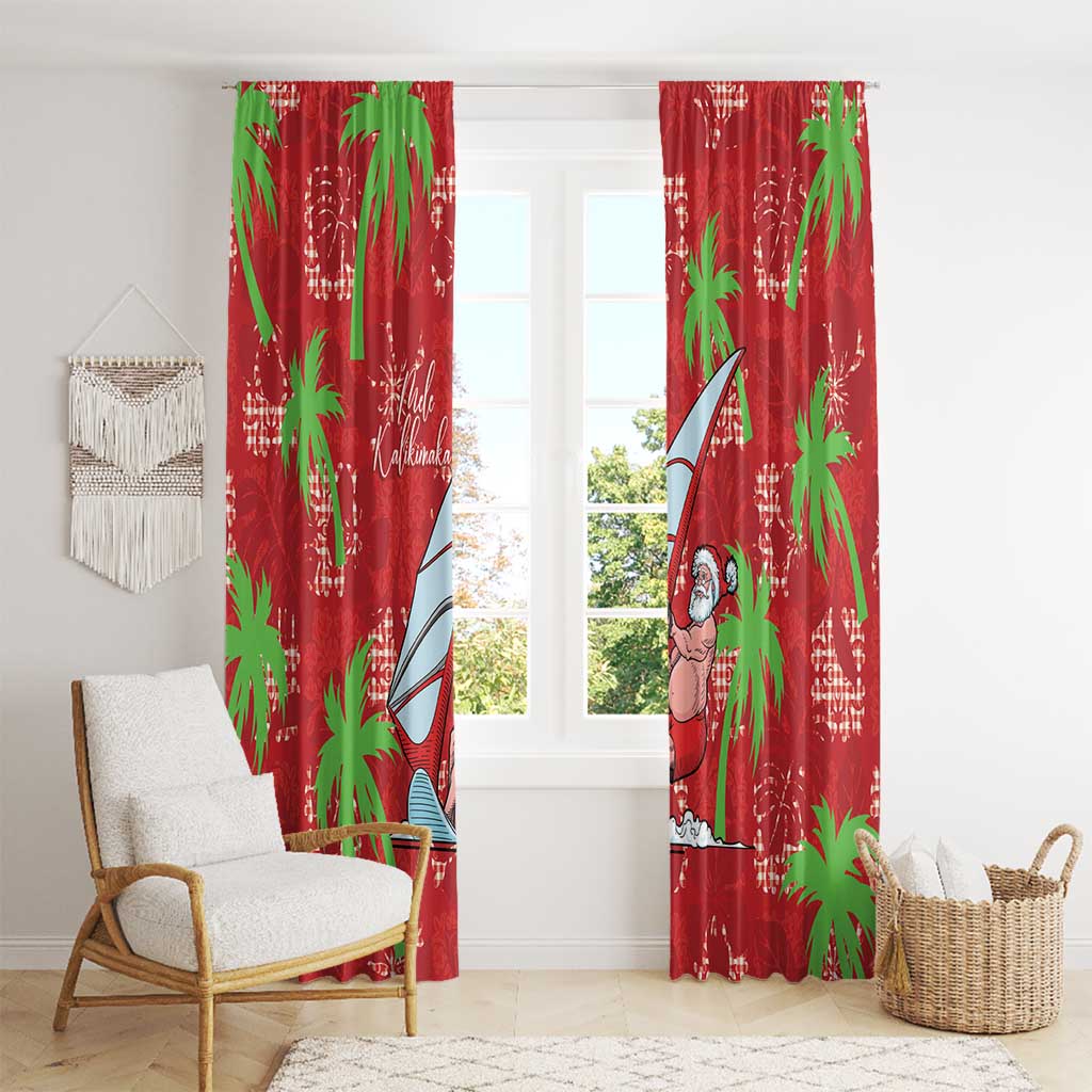 Aloha Hawaii Christmas Window Curtain Mele Kalikimaka Windsurfing Santa Palaka Quilt Motifs LT14 - Polynesian Pride