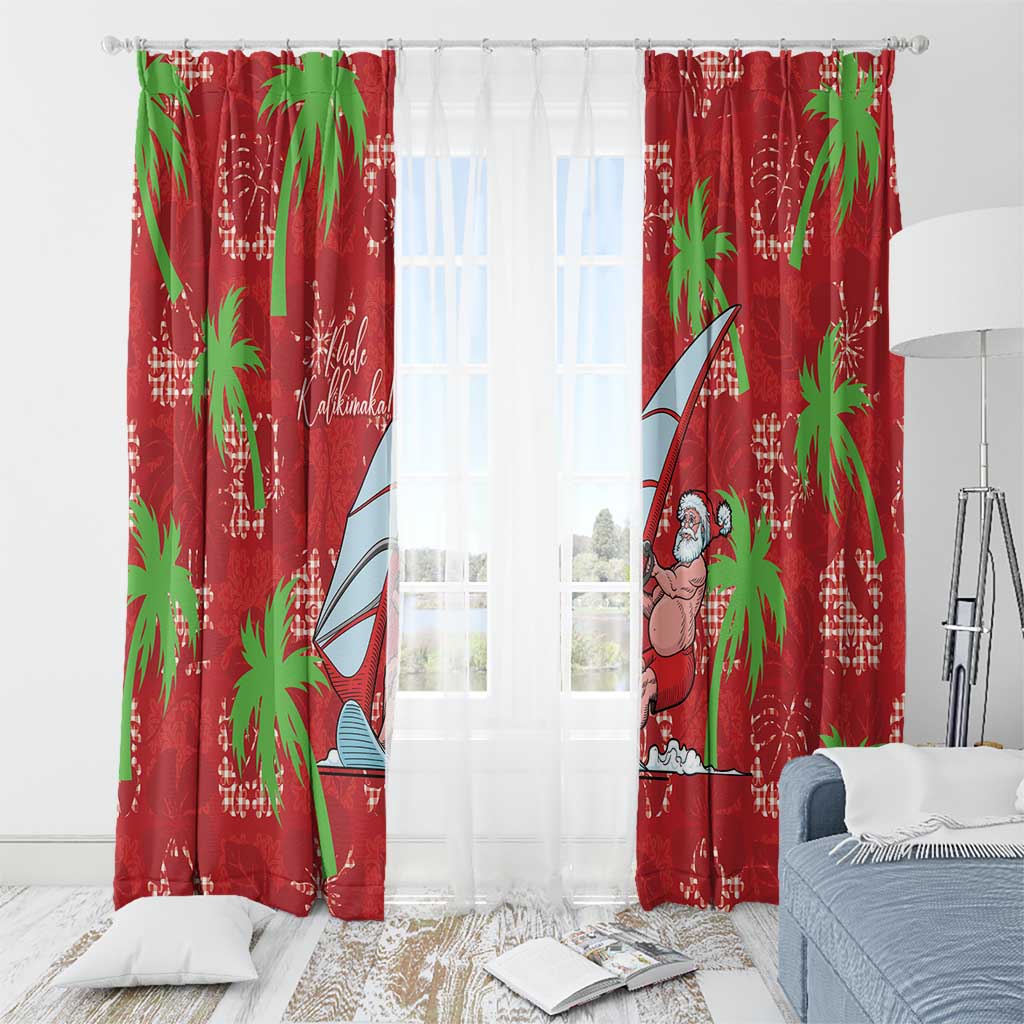 Aloha Hawaii Christmas Window Curtain Mele Kalikimaka Windsurfing Santa Palaka Quilt Motifs LT14 - Polynesian Pride
