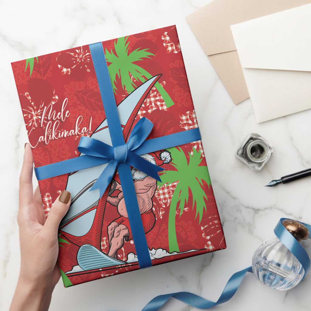 Aloha Hawaii Christmas Wrapping Paper Mele Kalikimaka Windsurfing Santa Palaka Quilt Motifs LT14 - Polynesian Pride