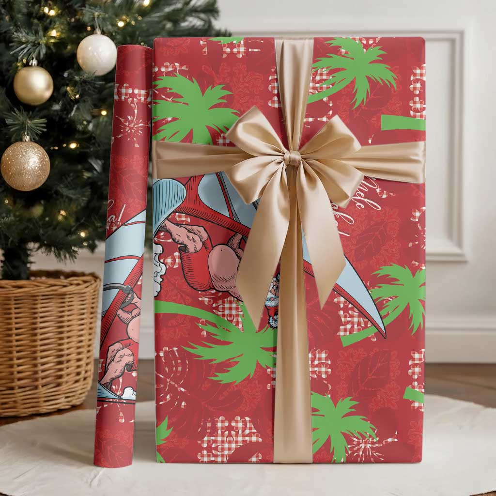 Aloha Hawaii Christmas Wrapping Paper Mele Kalikimaka Windsurfing Santa Palaka Quilt Motifs LT14 - Polynesian Pride