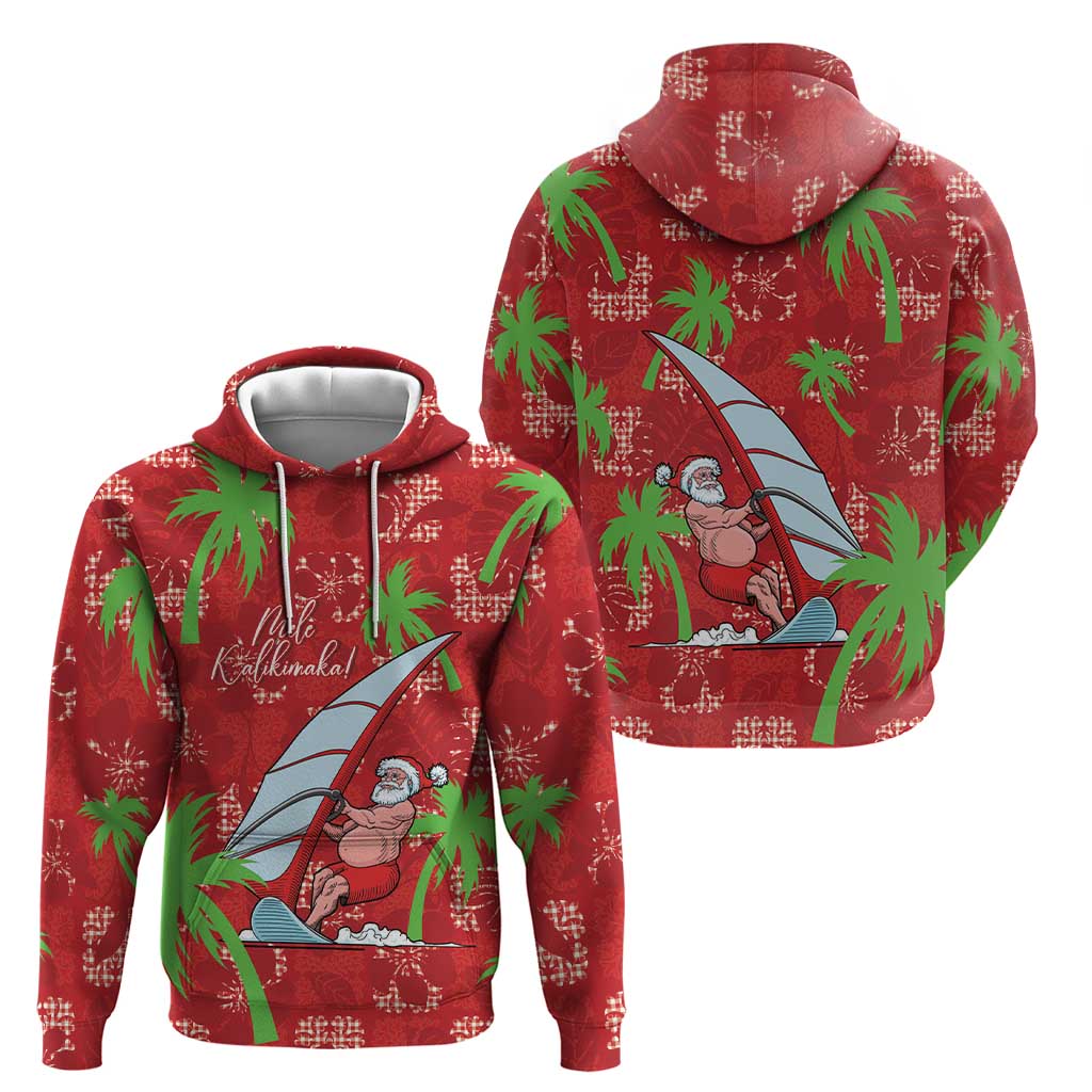 Aloha Hawaii Christmas Zip Hoodie Mele Kalikimaka Windsurfing Santa Palaka Quilt Motifs LT14 - Polynesian Pride
