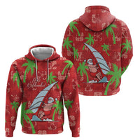 Aloha Hawaii Christmas Zip Hoodie Mele Kalikimaka Windsurfing Santa Palaka Quilt Motifs LT14 - Polynesian Pride