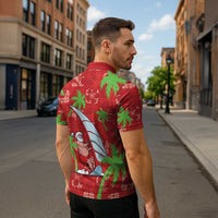 Aloha Hawaii Christmas Zipper Polo Shirt Mele Kalikimaka Windsurfing Santa Palaka Quilt Motifs LT14 - Polynesian Pride