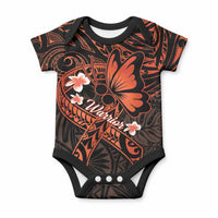 Polynesia Leukemia Awareness Month Baby Onesie Warrior Butterfly Polynesian Orange Ribbon LT14 Orange - Polynesian Pride