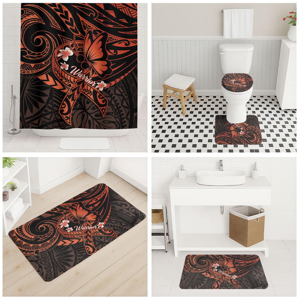 Polynesia Leukemia Awareness Month Bathroom Set Warrior Butterfly Polynesian Orange Ribbon LT14 - Polynesian Pride