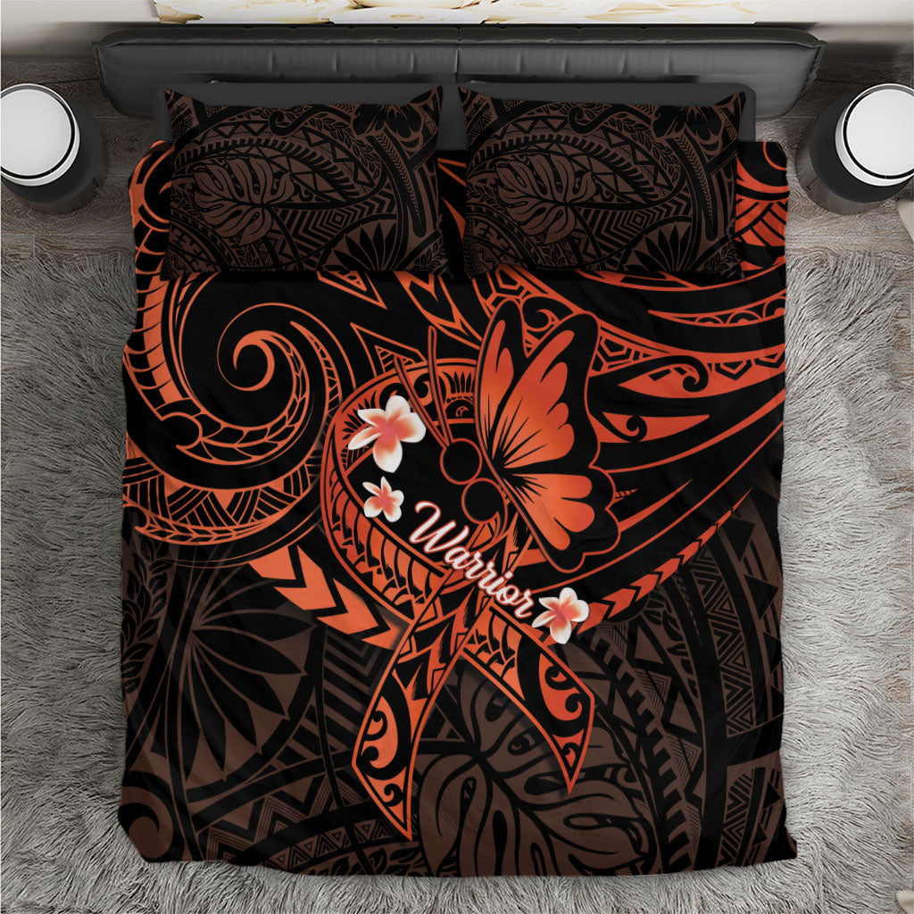 Polynesia Leukemia Awareness Month Bedding Set Warrior Butterfly Polynesian Orange Ribbon LT14 Orange - Polynesian Pride