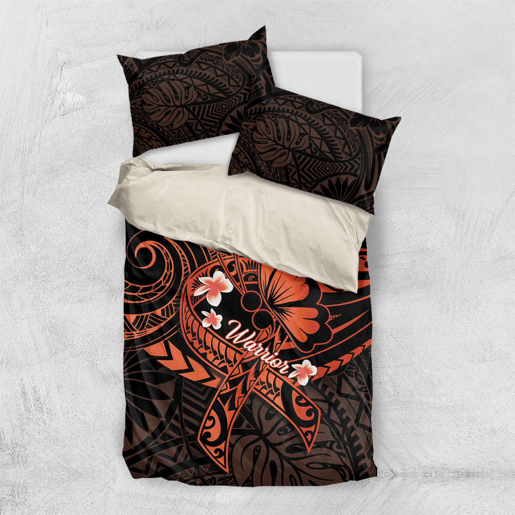Polynesia Leukemia Awareness Month Bedding Set Warrior Butterfly Polynesian Orange Ribbon LT14 US Twin 172cm x 218cm Orange - Polynesian Pride