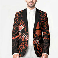 Polynesia Leukemia Awareness Month Blazer Warrior Butterfly Polynesian Orange Ribbon LT14 - Polynesian Pride