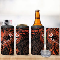 Polynesia Leukemia Awareness Month 4 in 1 Can Cooler Tumbler Warrior Butterfly Polynesian Orange Ribbon LT14 - Polynesian Pride