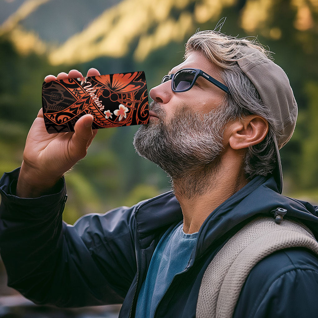 Polynesia Leukemia Awareness Month 4 in 1 Can Cooler Tumbler Warrior Butterfly Polynesian Orange Ribbon LT14 - Polynesian Pride