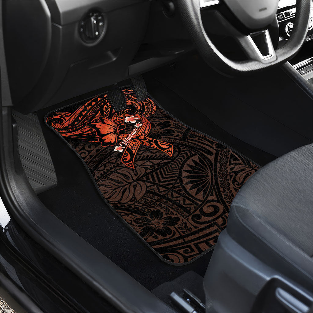 Polynesia Leukemia Awareness Month Car Mats Warrior Butterfly Polynesian Orange Ribbon LT14 - Polynesian Pride