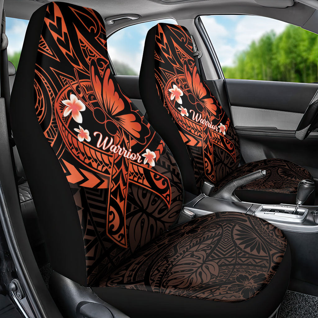 Polynesia Leukemia Awareness Month Car Seat Cover Warrior Butterfly Polynesian Orange Ribbon LT14 - Polynesian Pride