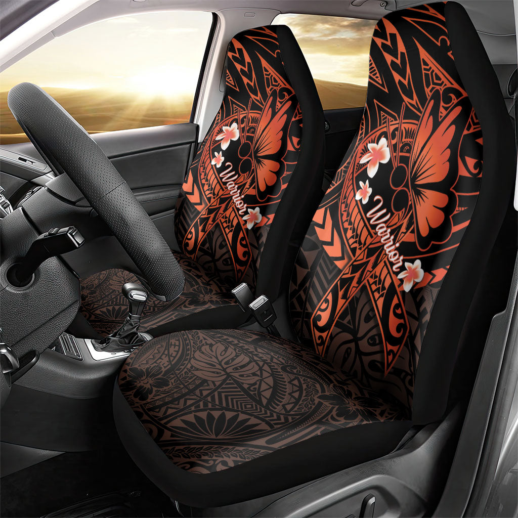 Polynesia Leukemia Awareness Month Car Seat Cover Warrior Butterfly Polynesian Orange Ribbon LT14 - Polynesian Pride