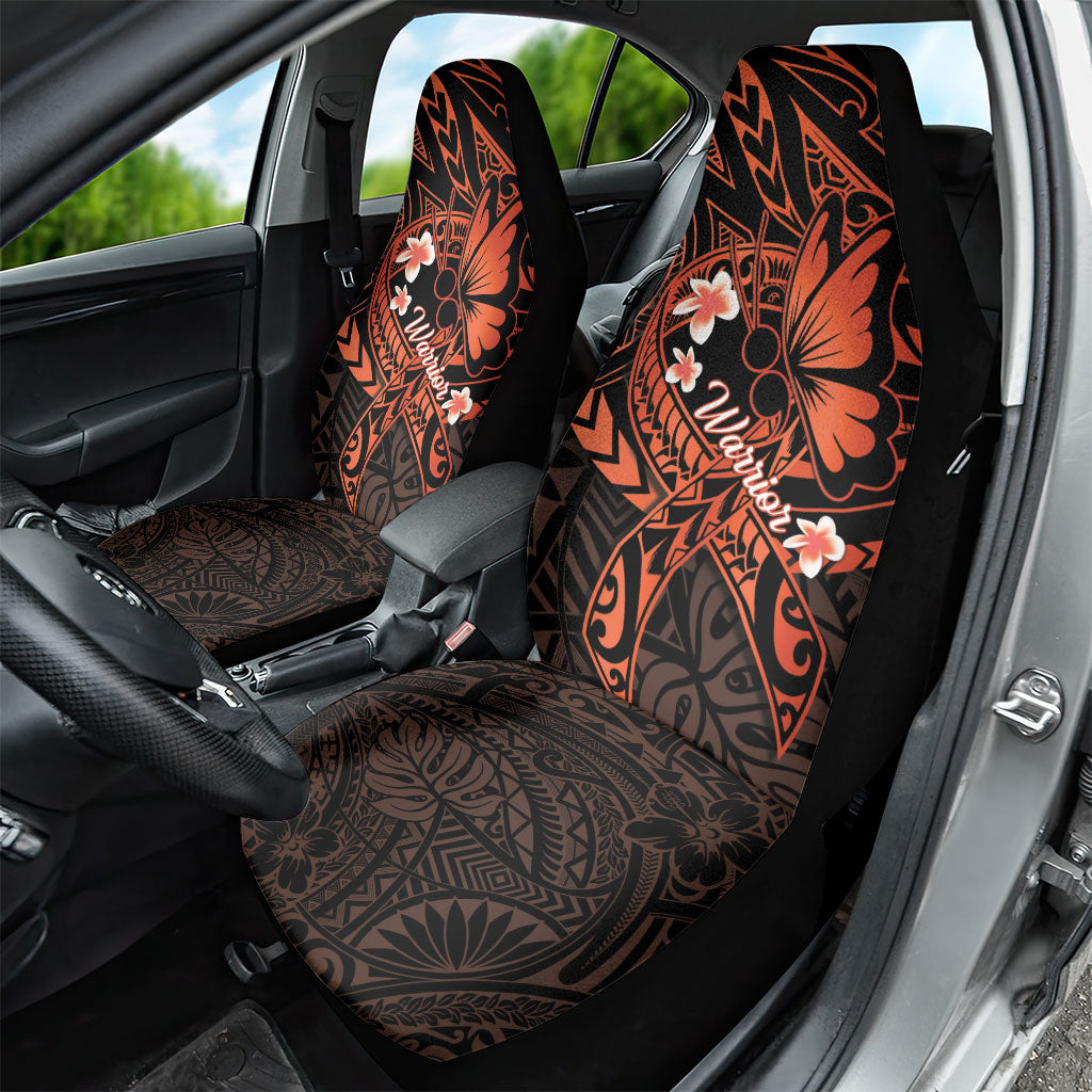 Polynesia Leukemia Awareness Month Car Seat Cover Warrior Butterfly Polynesian Orange Ribbon LT14 - Polynesian Pride