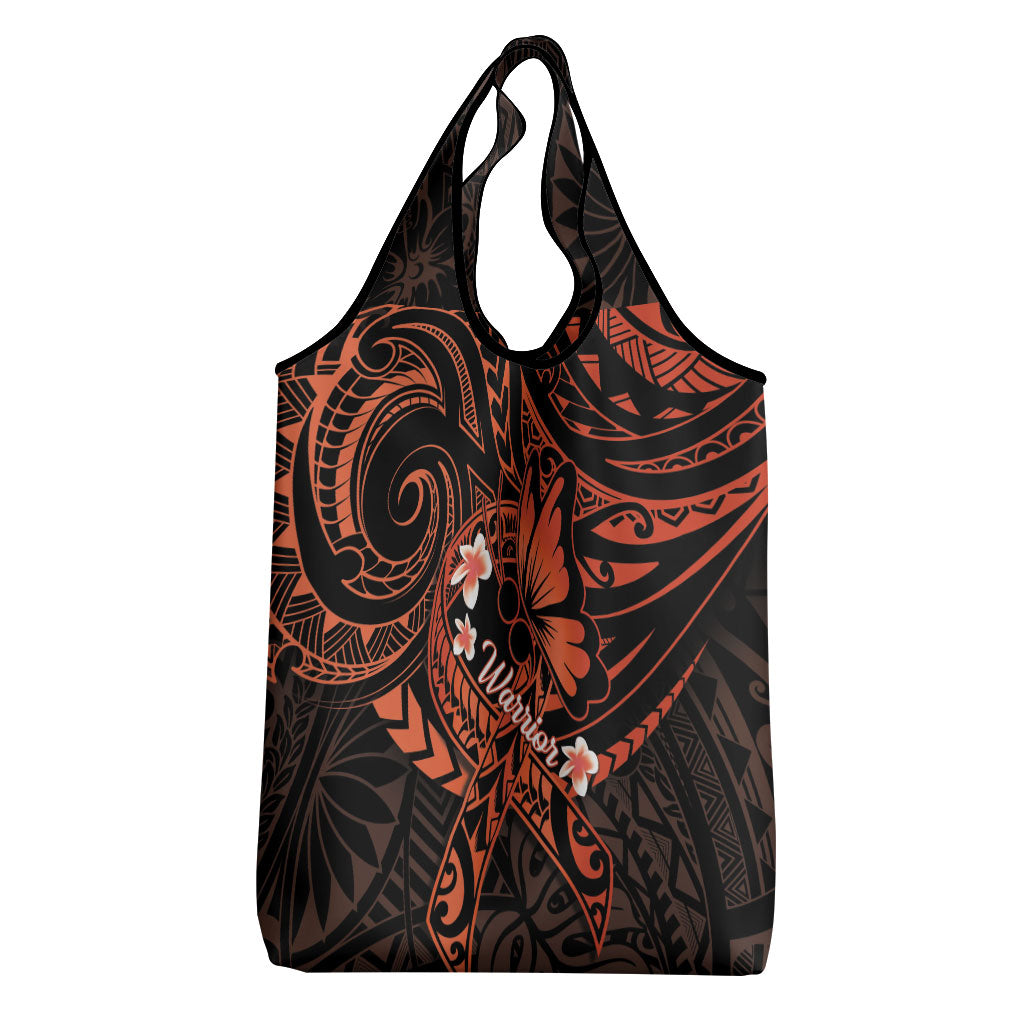 Polynesia Leukemia Awareness Month Grocery Bag Warrior Butterfly Polynesian Orange Ribbon LT14 - Polynesian Pride