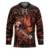 Polynesia Leukemia Awareness Month Hockey Jersey Warrior Butterfly Polynesian Orange Ribbon LT14 Unisex Orange - Polynesian Pride