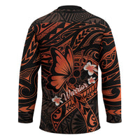 Polynesia Leukemia Awareness Month Hockey Jersey Warrior Butterfly Polynesian Orange Ribbon LT14 - Polynesian Pride
