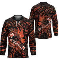 Polynesia Leukemia Awareness Month Hockey Jersey Warrior Butterfly Polynesian Orange Ribbon LT14 - Polynesian Pride