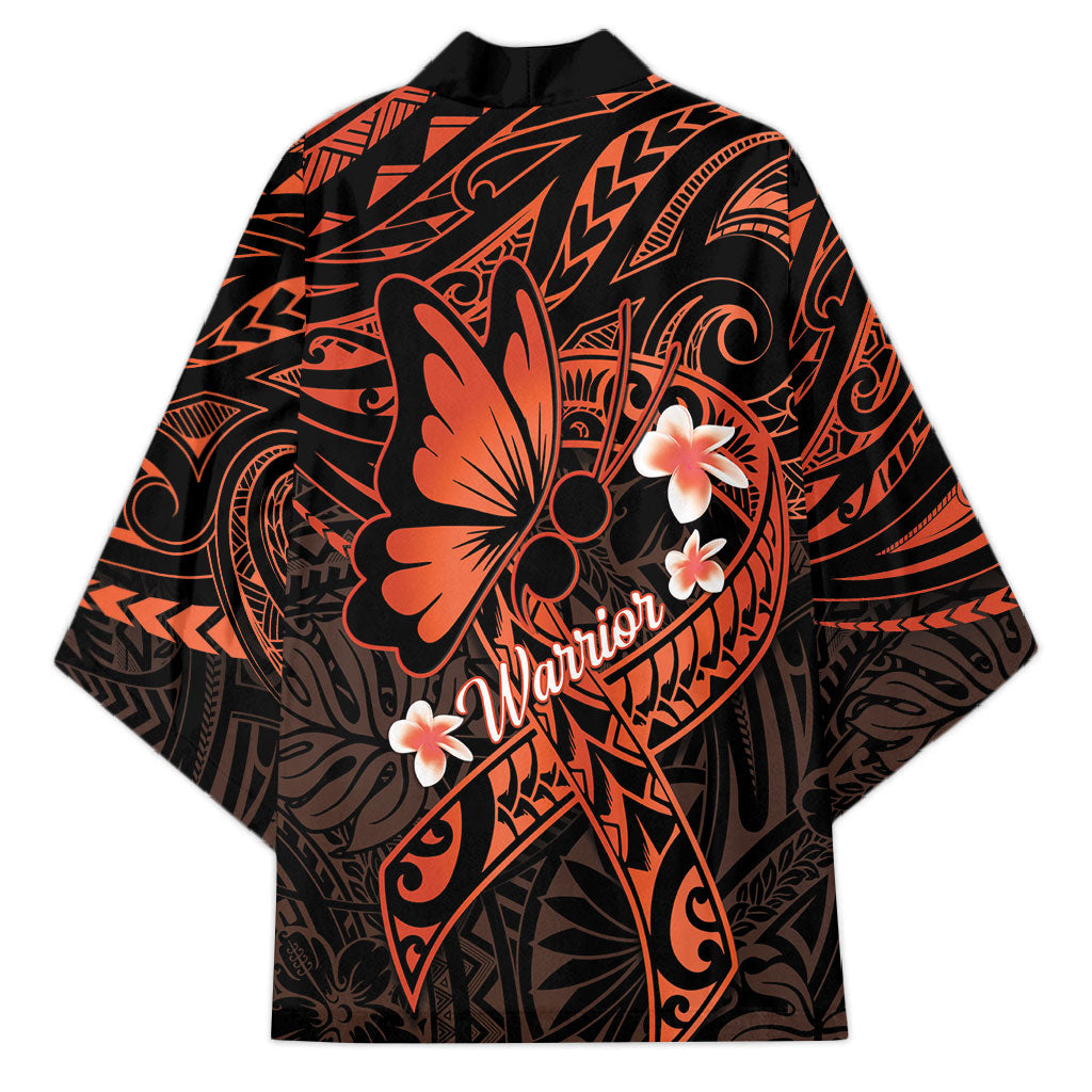 Polynesia Leukemia Awareness Month Kimono Warrior Butterfly Polynesian Orange Ribbon LT14 - Polynesian Pride
