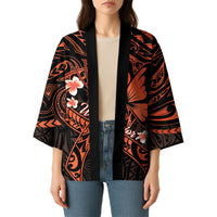 Polynesia Leukemia Awareness Month Kimono Warrior Butterfly Polynesian Orange Ribbon LT14 - Polynesian Pride
