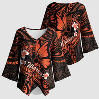 Polynesia Leukemia Awareness Month Kimono Sleeve Blouse Warrior Butterfly Polynesian Orange Ribbon LT14 - Polynesian Pride